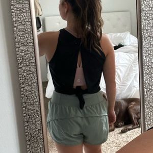 Fabletics black mesh twist open back tank top